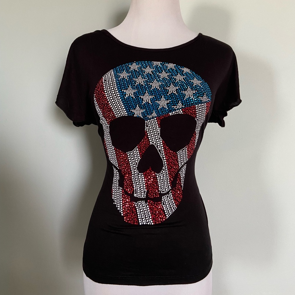 Wet Seal Red, White and Blue Skull